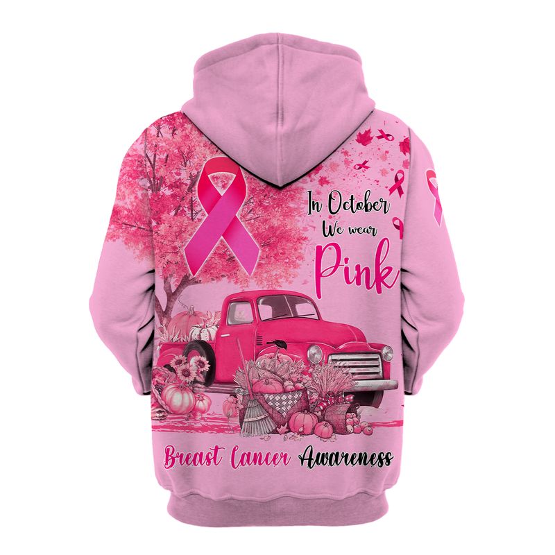 In October We Wear Pink Car Pumpkin Breast Cancer Awareness 3d shirt, hoodie 14