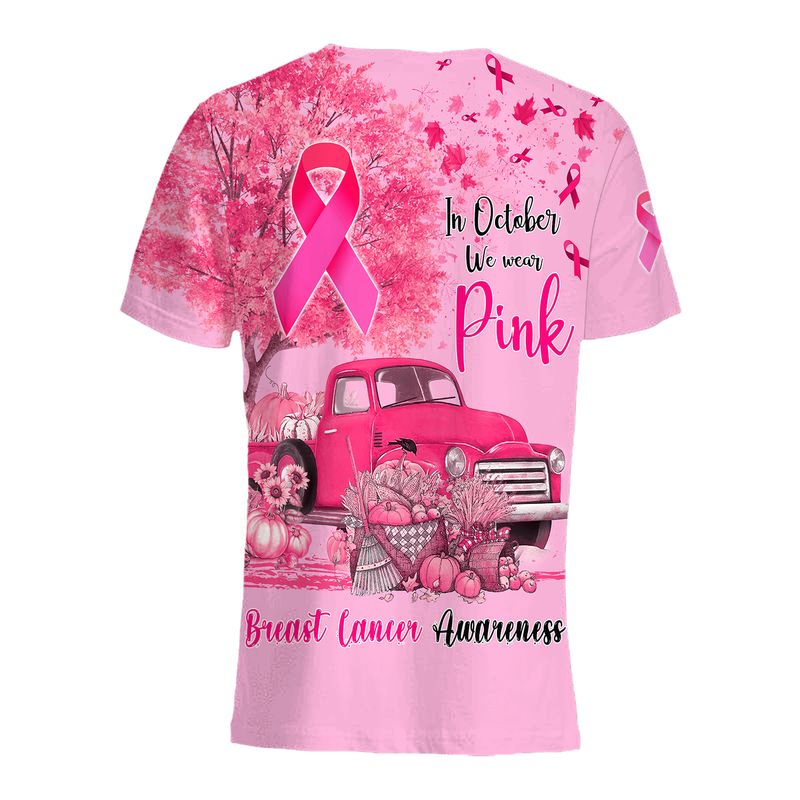 In October We Wear Pink Car Pumpkin Breast Cancer Awareness 3d shirt, hoodie 13