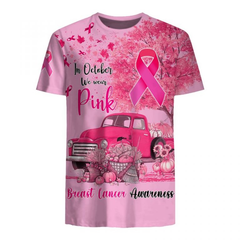 In October We Wear Pink Car Pumpkin Breast Cancer Awareness 3d shirt, hoodie 20