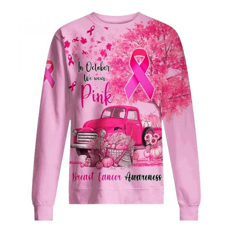 In October We Wear Pink Car Pumpkin Breast Cancer Awareness 3d shirt, hoodie 23