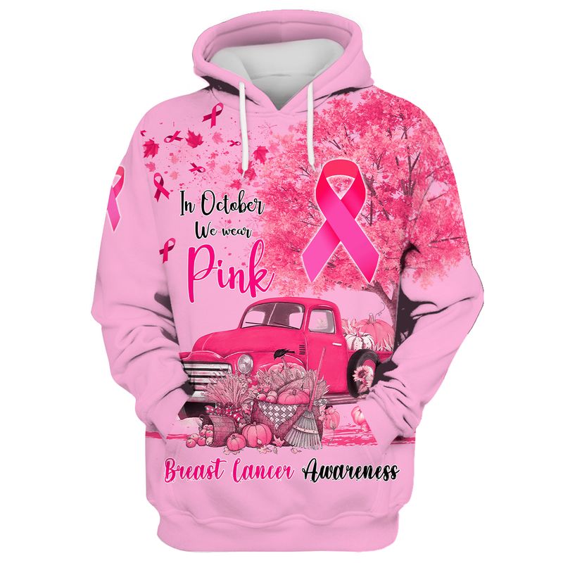 In October We Wear Pink Car Pumpkin Breast Cancer Awareness 3d shirt, hoodie 8