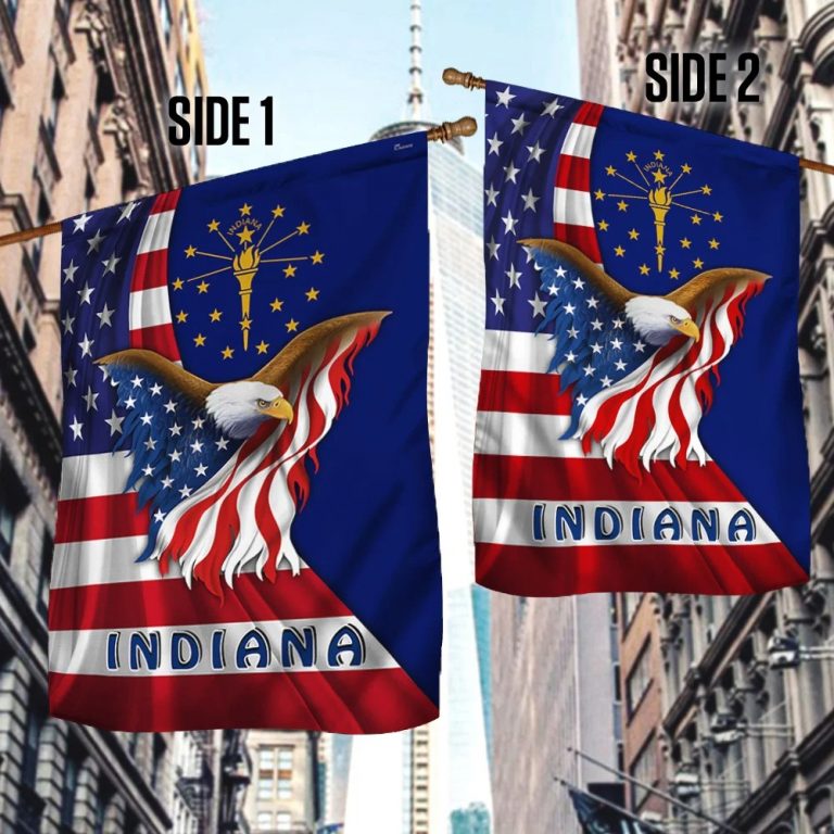 Indiana State Symbol Eagle American Flag 13