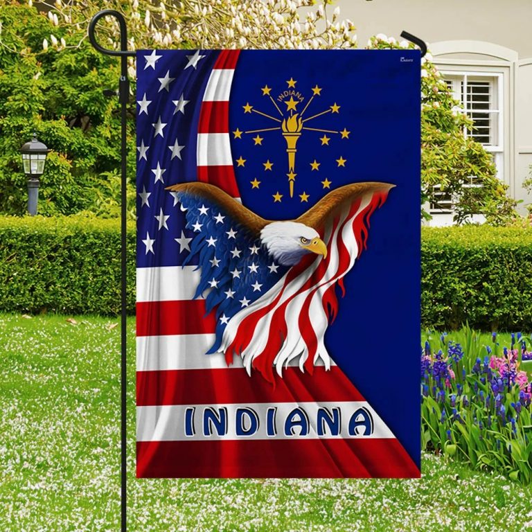 Indiana State Symbol Eagle American Flag 14