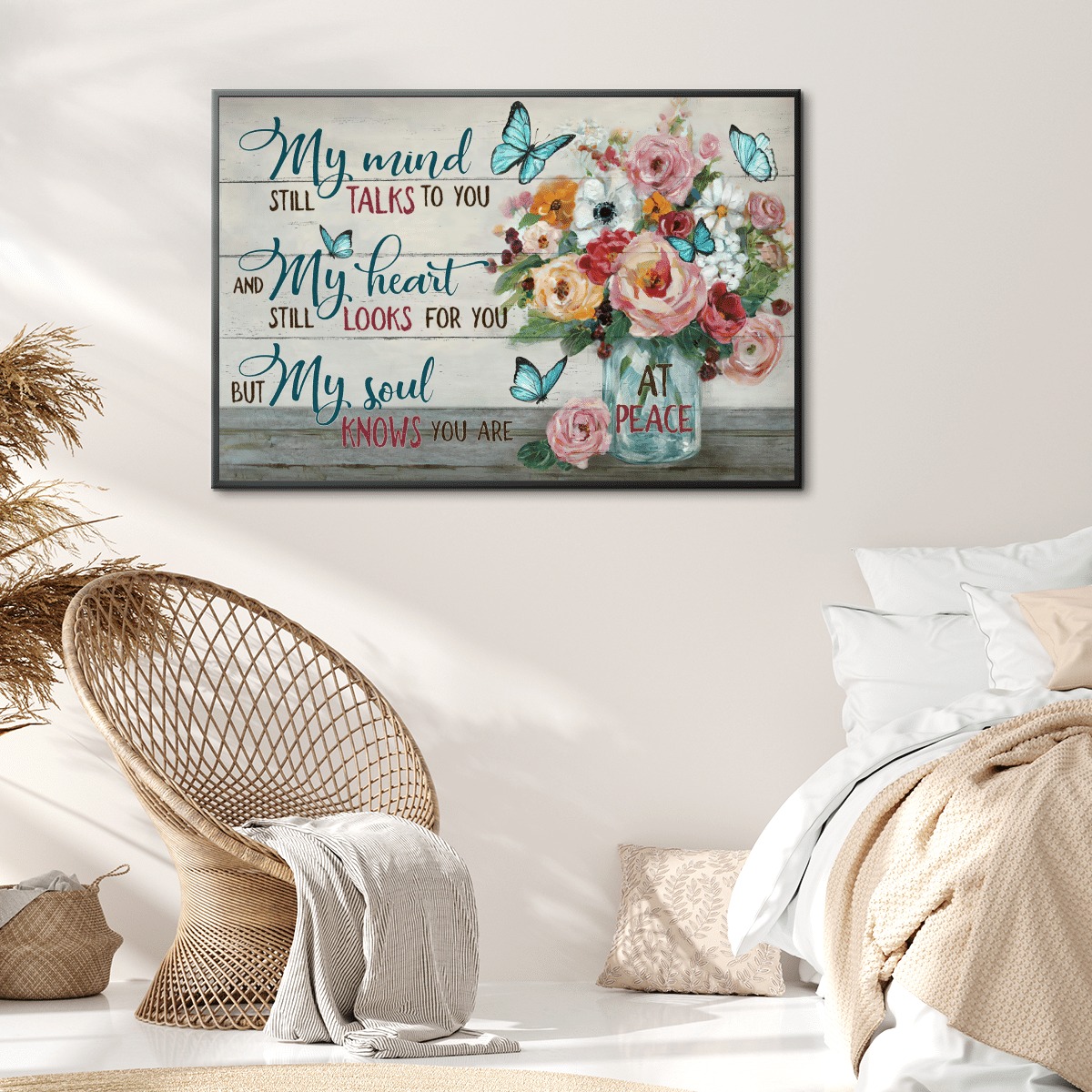 Jesus Flower vase My mind still talks to you at peace poster, canvas 9