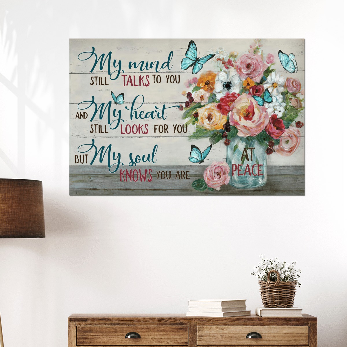 Jesus Flower vase My mind still talks to you at peace poster, canvas 4