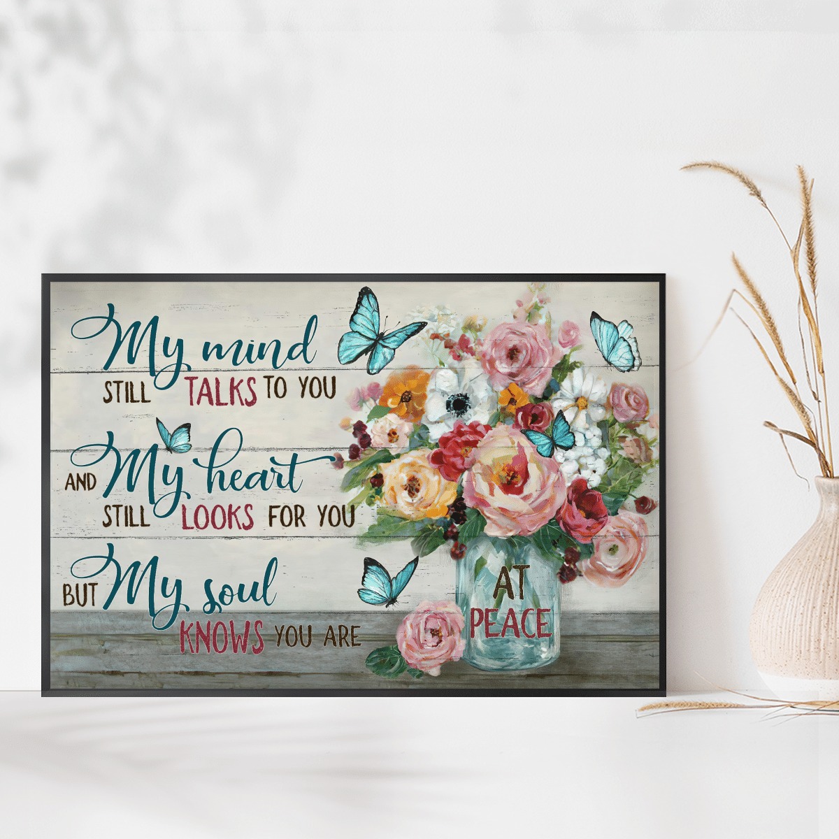 Jesus Flower vase My mind still talks to you at peace poster, canvas 8