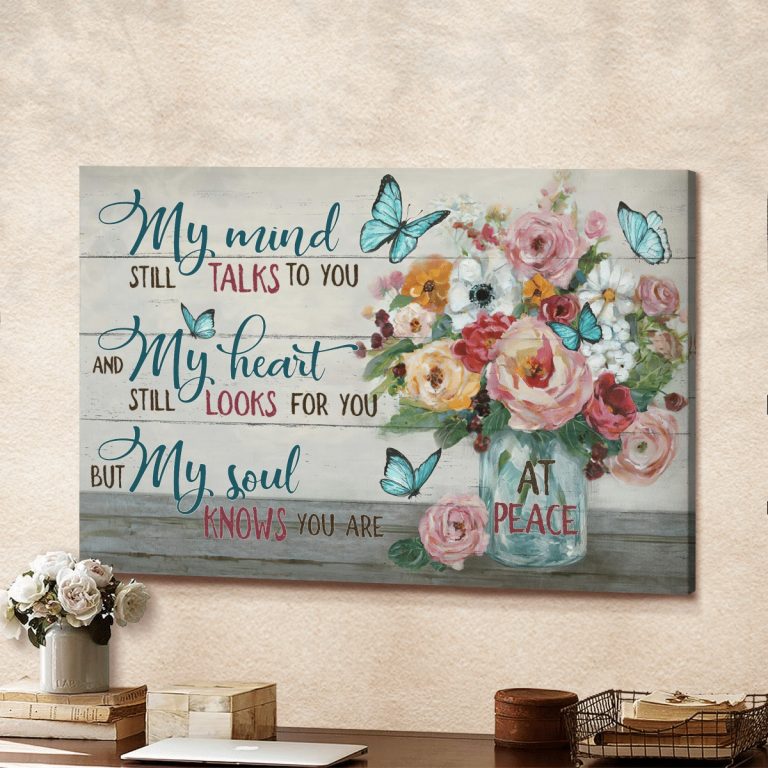 Jesus Flower vase My mind still talks to you at peace poster, canvas 20
