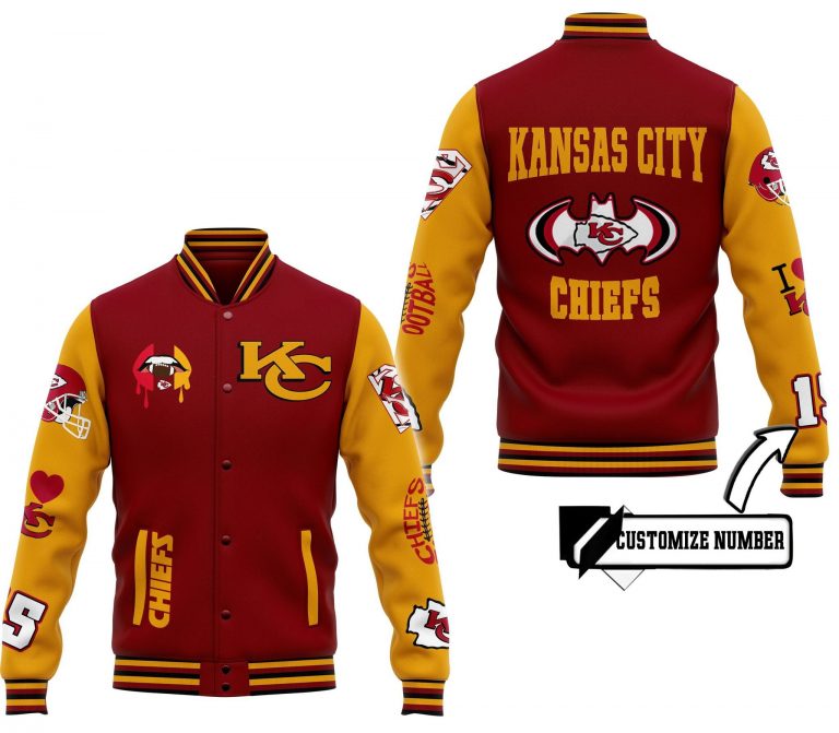Kansas City Chiefs custom number baseball jacket 8