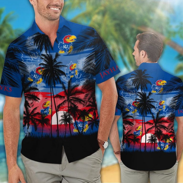 Kansas Jayhawks Hawaiian Tropical shirt, short 12