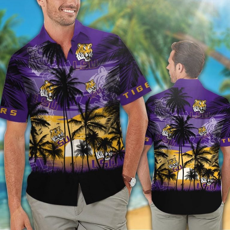 LSU Tigers and Lady Tigers Hawaiian Tropical shirt, short 14