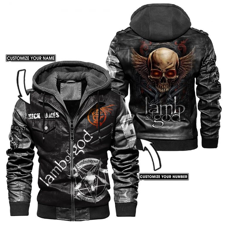 Lamb Of God wings skull custom leather jacket 14