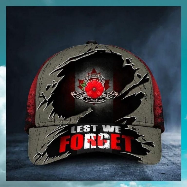 Lest We Forget Poppy Canada Flag Remembrance Day Hat 10