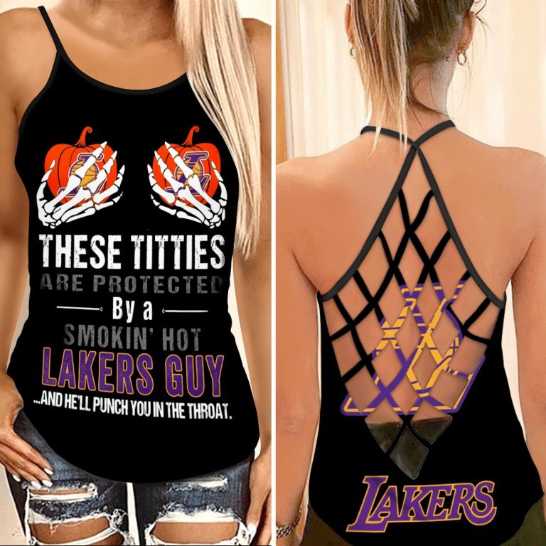 Los Angeles Lakers these titties are protected by a Lakers guy criss cross tank top, legging 11