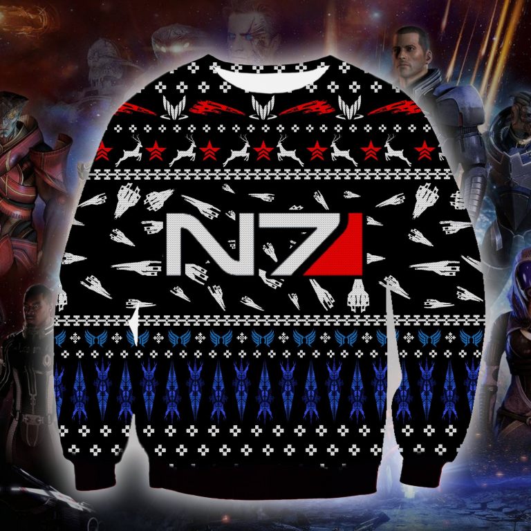 Mass Effect N7 ugly christmas sweater, sweatshirt 8