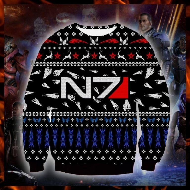 Mass Effect N7 ugly christmas sweater, sweatshirt 10