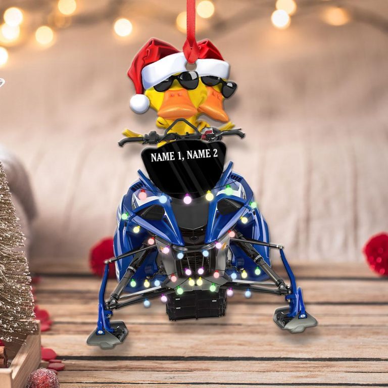 Snowmobile Ducks custom Christmas ornament 14