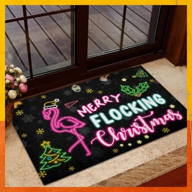 Merry Flocking Christmas Flamingo Doormat 10