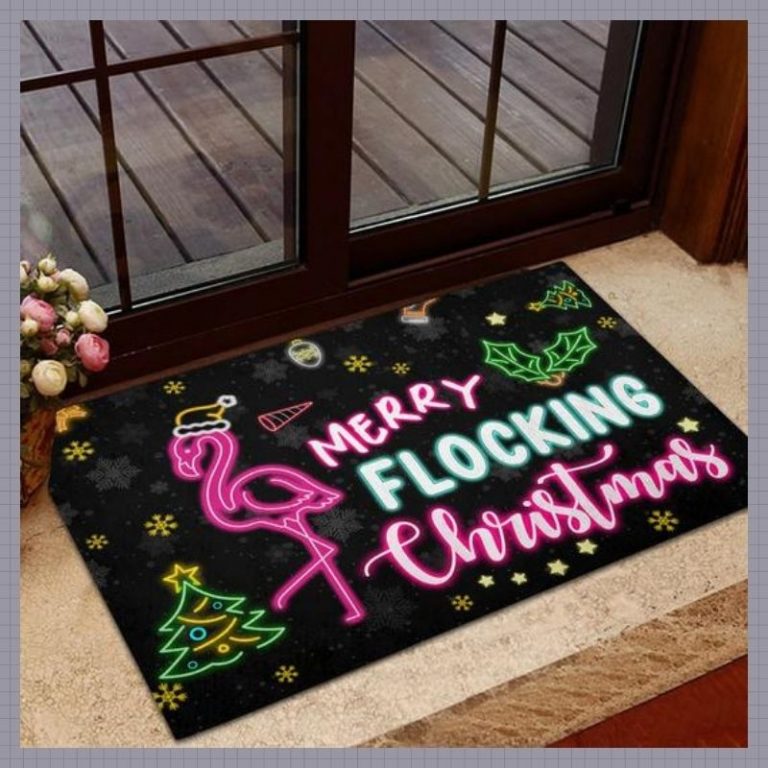 Merry Flocking Christmas Flamingo Doormat 9
