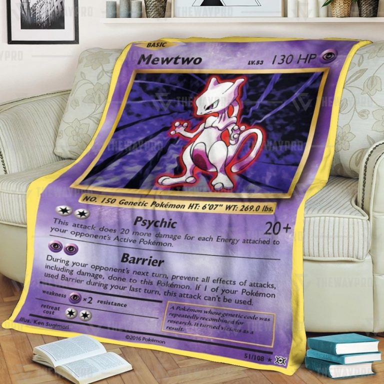 Mewtwo Evolutions Pokemon fleece blanket, rug 14