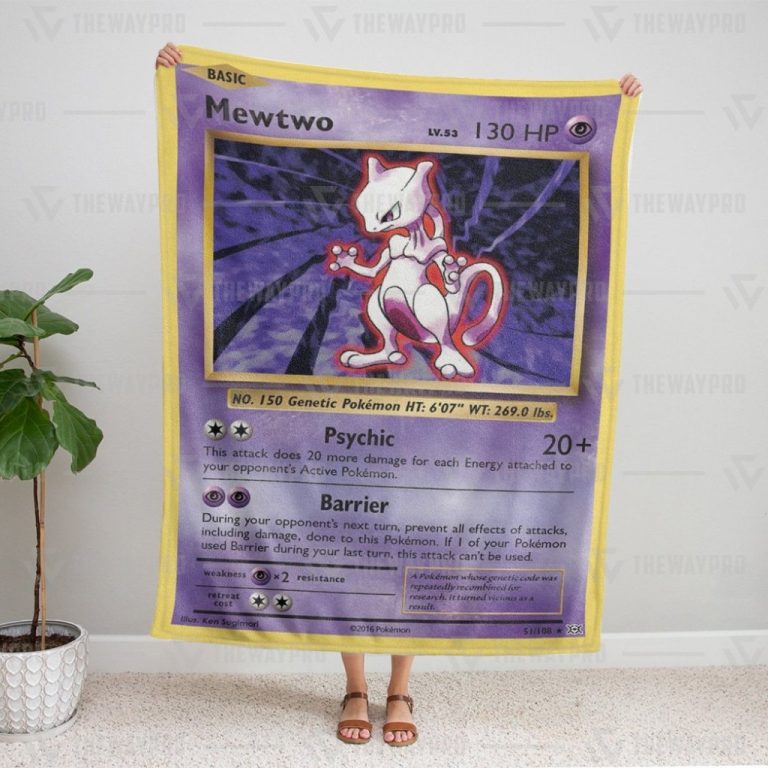 Mewtwo Evolutions Pokemon fleece blanket, rug 17