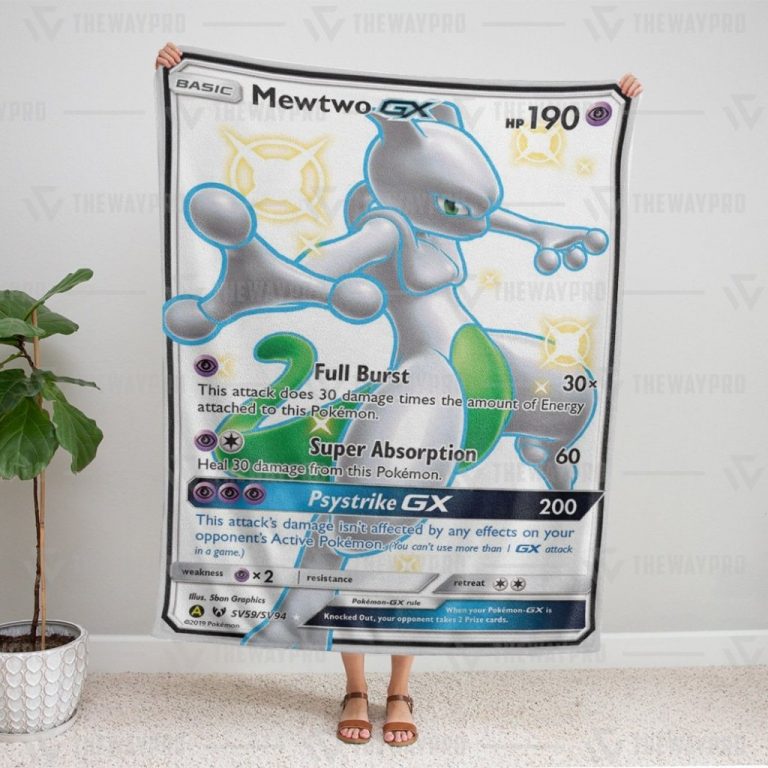 Mewtwo Shining Legends Pokemon fleece blanket, rug 17