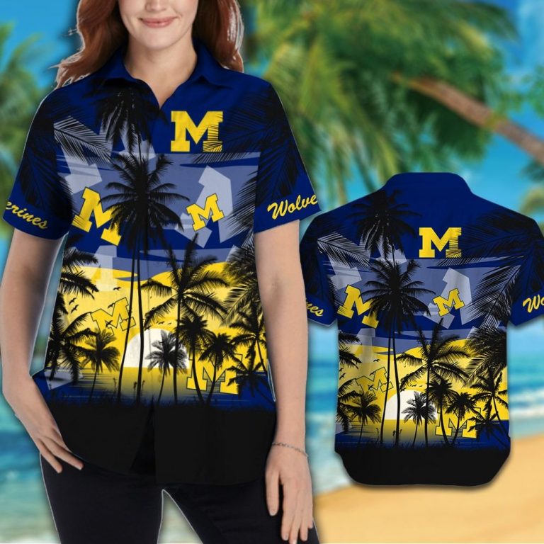 Michigan Wolverines football Tropical hawaiian shirt 14