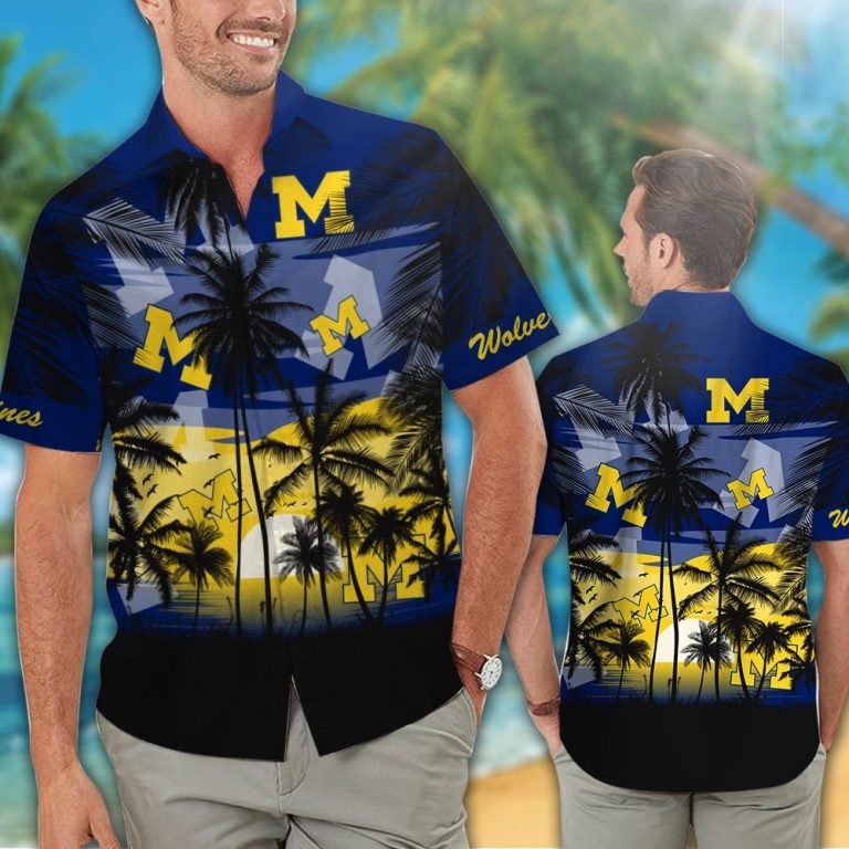 Michigan Wolverines football Tropical hawaiian shirt 12