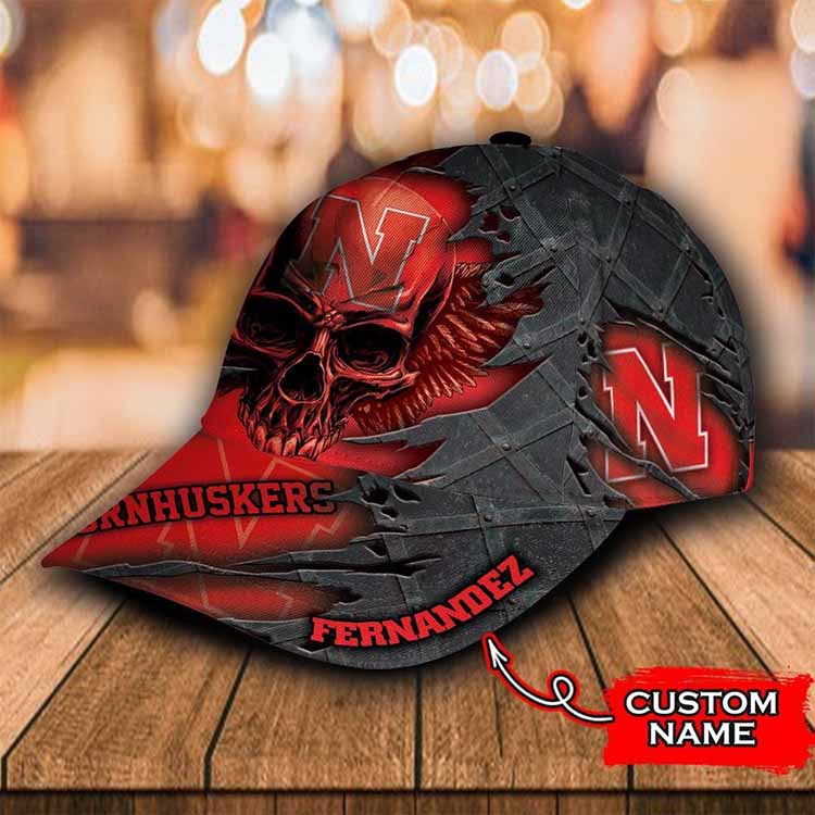Nebraska Cornhuskers Skull Custom Name Cap Hat
