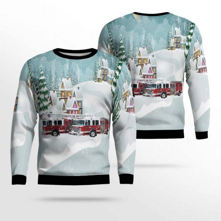 North Carolina Charlotte Fire Department Christmas sweater, sweatshirt 12