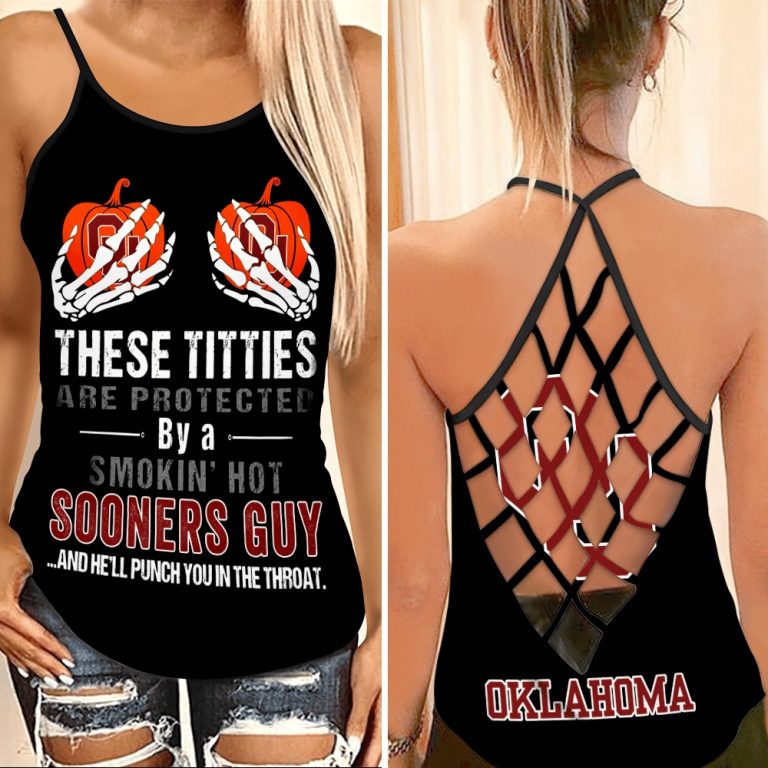 Oklahoma Sooners these titties are protected by a Sooners guy criss cross tank top, legging 11