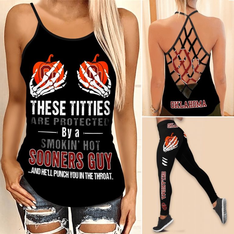 Oklahoma Sooners these titties are protected by a Sooners guy criss cross tank top, legging 8