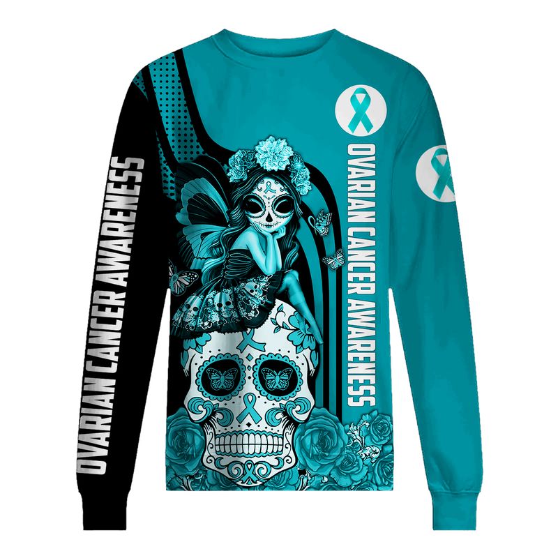 Ovarian Cancer Awareness Sugar Skull Fairy 3d shirt, hoodie 2