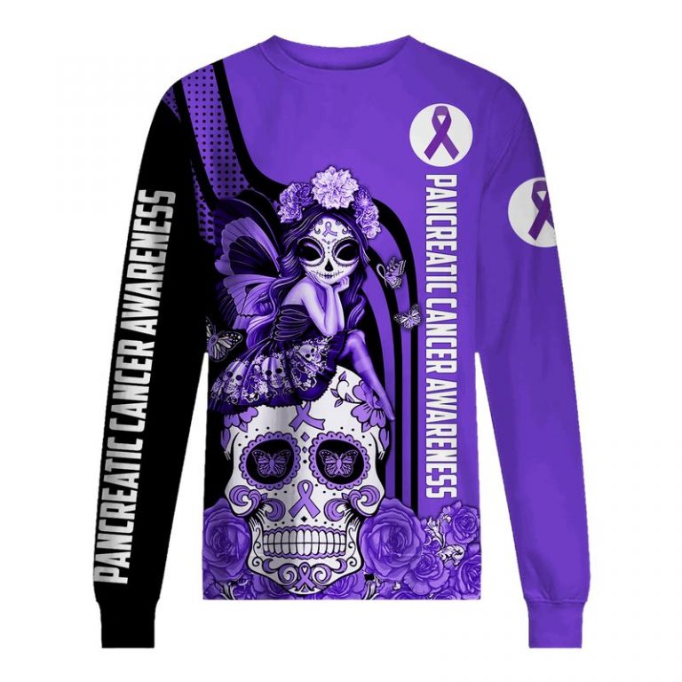 Pancreatic Cancer Awareness Sugar Skull Fairy 3d shirt, hoodie 15
