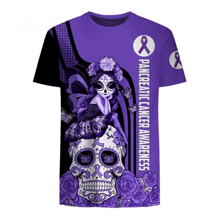 Pancreatic Cancer Awareness Sugar Skull Fairy 3d shirt, hoodie 14