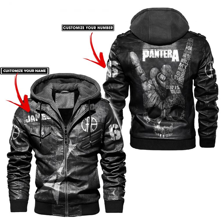 Pantera skull hand custom leather jacket 14