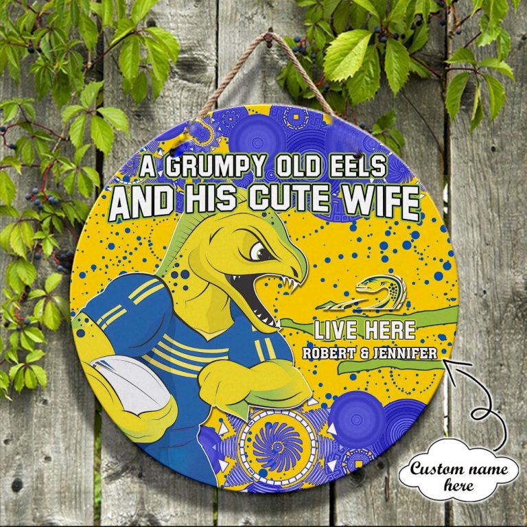 Parramatta Eels A grumpy old ells and his cute wife live here custom name wooden sign 9