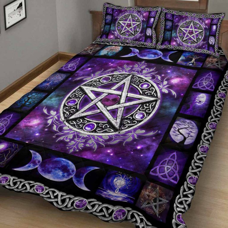Pentagram Witch Triple moon quilt bedding set 16