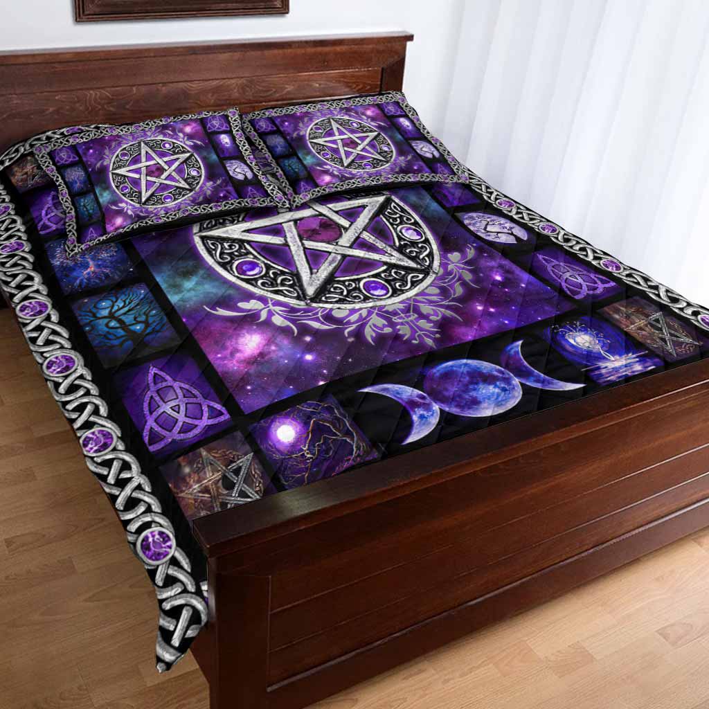 Pentagram Witch Triple moon quilt bedding set 3