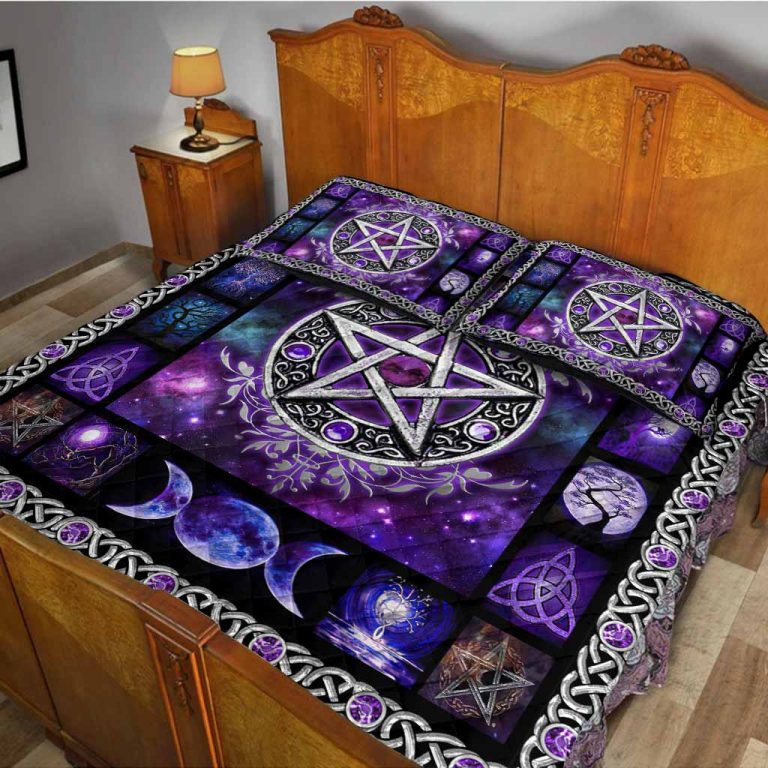 Pentagram Witch Triple moon quilt bedding set 15