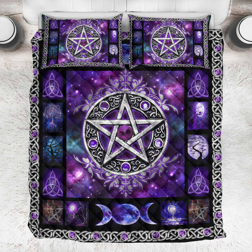 Pentagram Witch Triple moon quilt bedding set 14