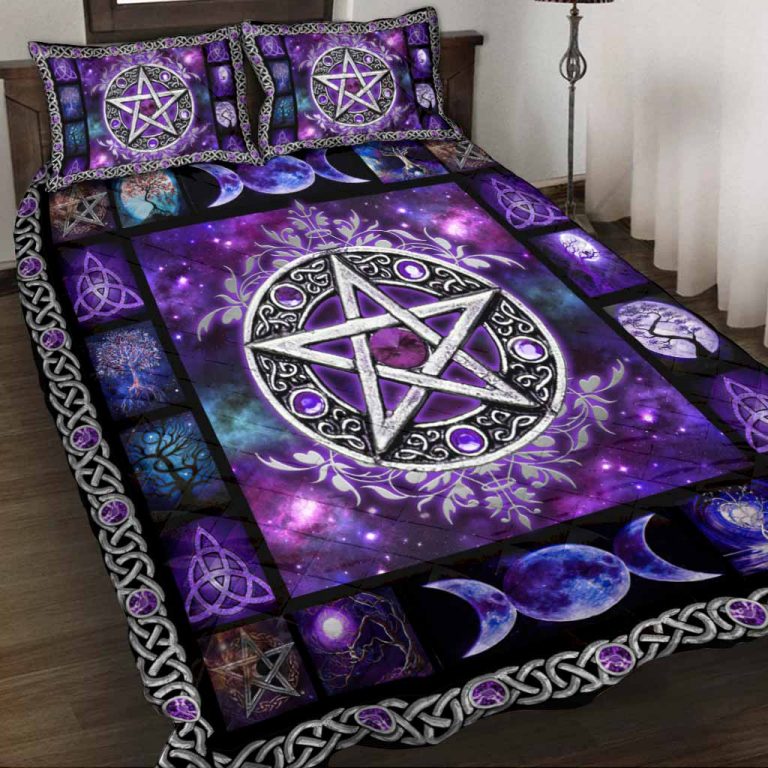 Pentagram Witch Triple moon quilt bedding set 14