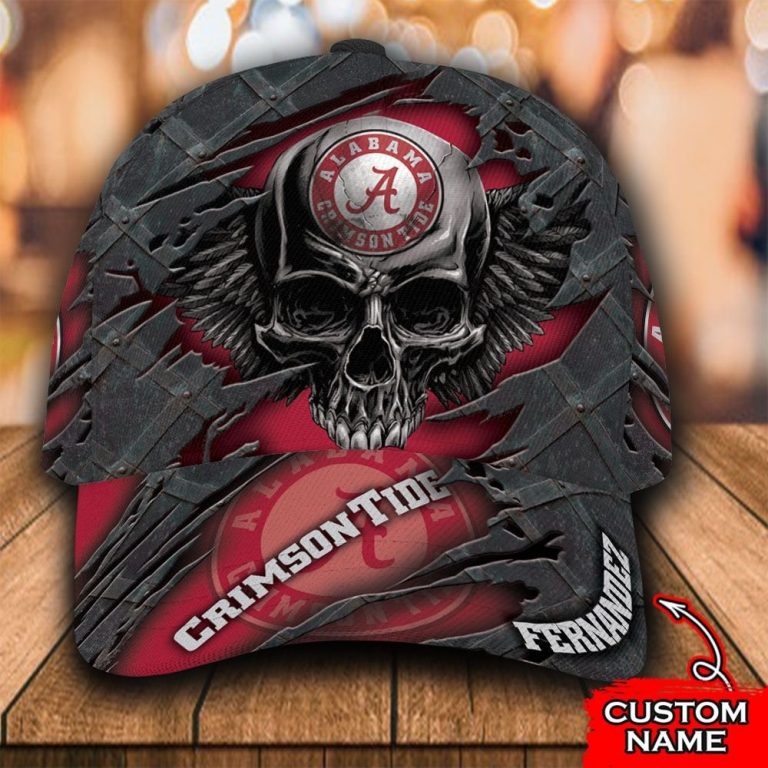 Personalized Alabama Crimson Tide Wings Skull custom name cap hat 10