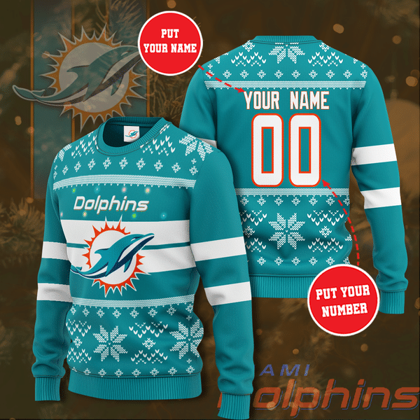 Personalized Miami Dolphins Christmas Custom Sweater