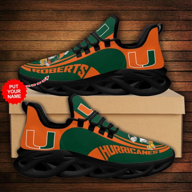 Personalized Miami Hurricanes clunky max soul shoes 12