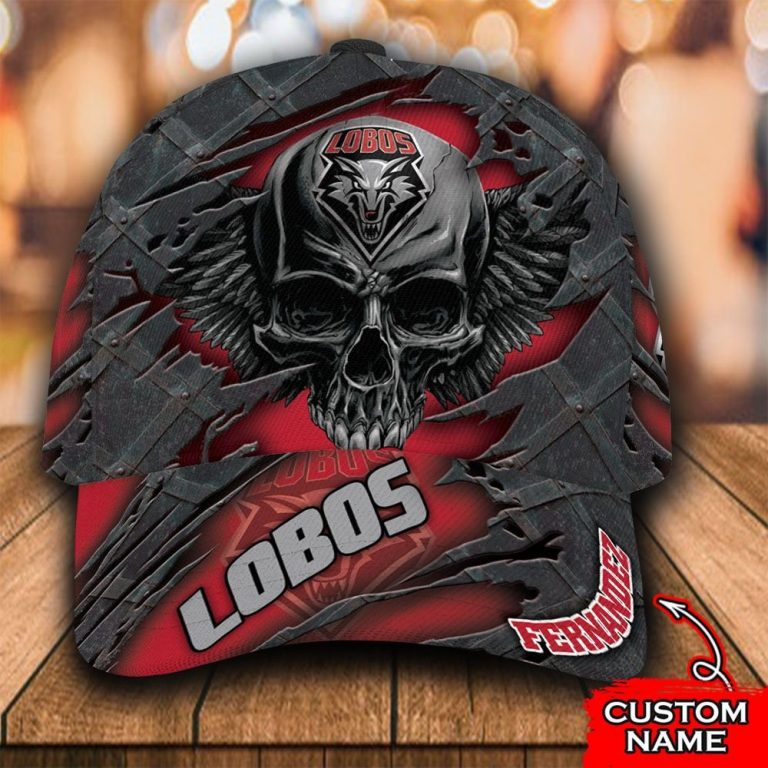 Personalized New Mexico Lobos Wings Skull custom name cap hat 10