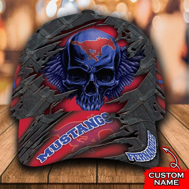 HOT SMU Mustangs custom Personalized name skull cap hat 12