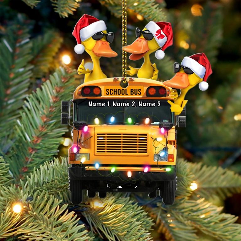 School Bus Yellow Duckies custom Christmas ornament 16