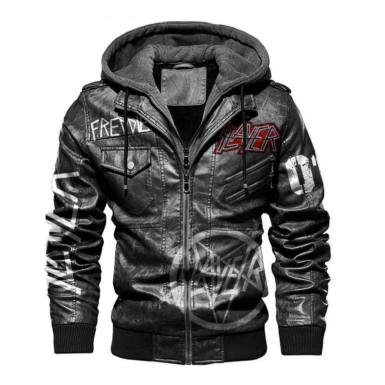 Slayer skull custom leather jacket 15