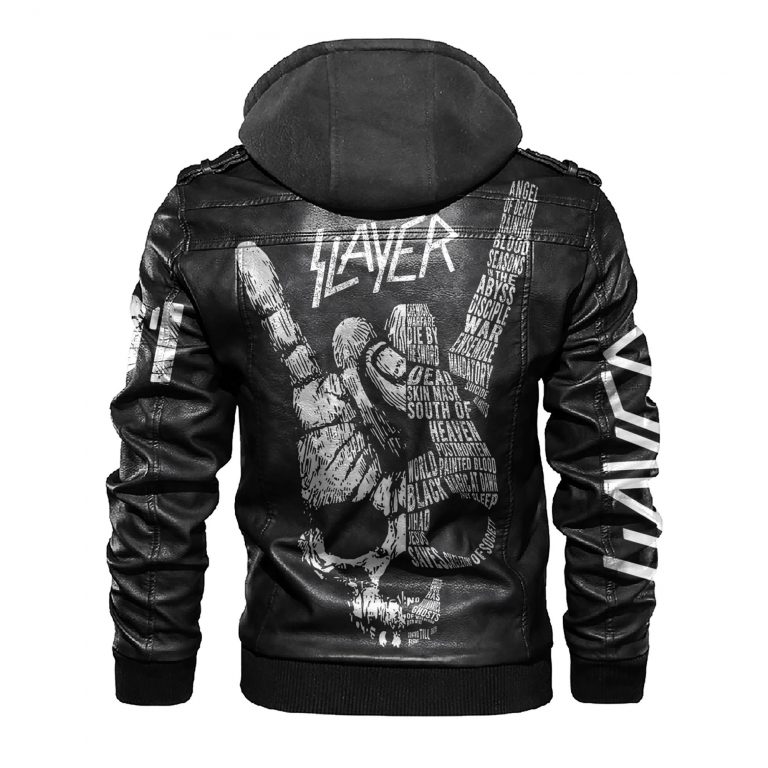 Slayer skull custom leather jacket 16