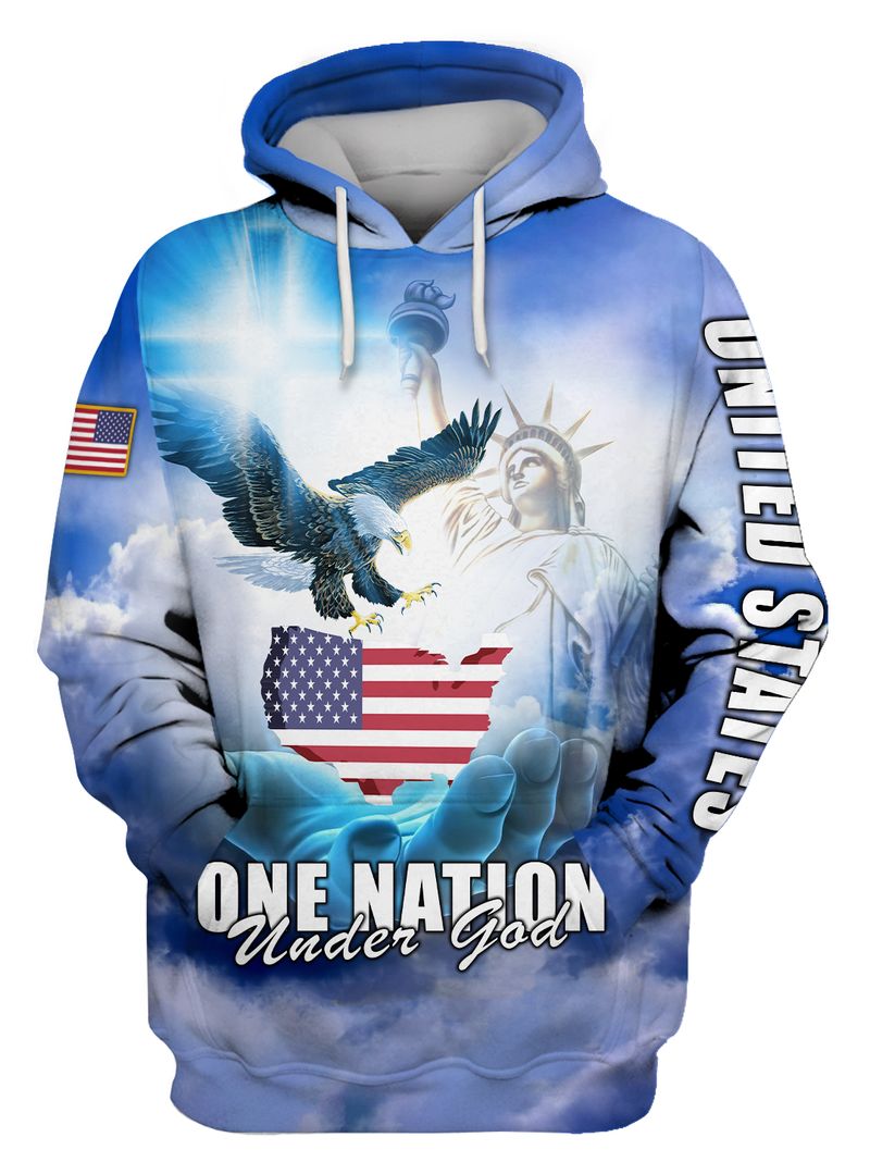 Statue of Liberty One Nation Under God Eagle American flag 3d shirt, hoodie 2
